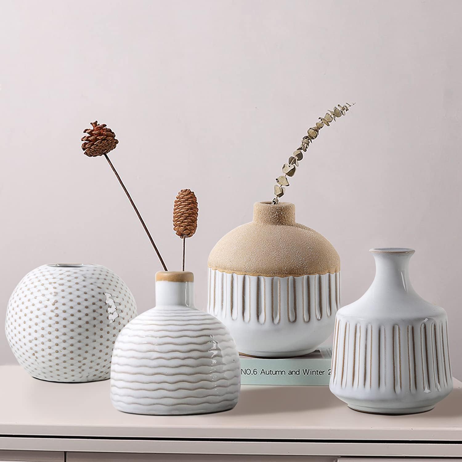 Simple Small Ceramic Vase Set (4 pieces)