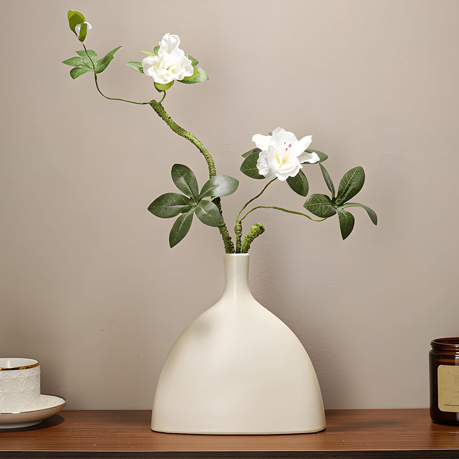 White Ceramic Vase, Home Decor, Bohemian Style Vase, Suitable for Pampas Grass, Simple Modern Home Decor Aesthetics