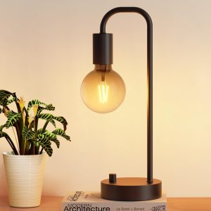 Fully Dimmable Industrial Style Table Lamp, Includes 2700K Warm Light Bulb