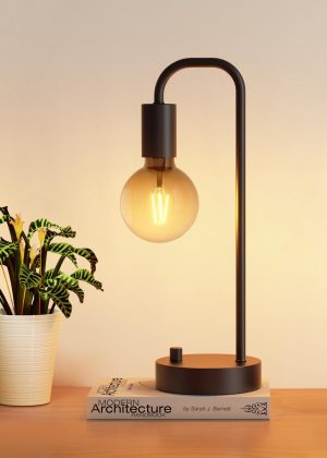 Fully Dimmable Industrial Style Table Lamp, Includes 2700K Warm Light Bulb