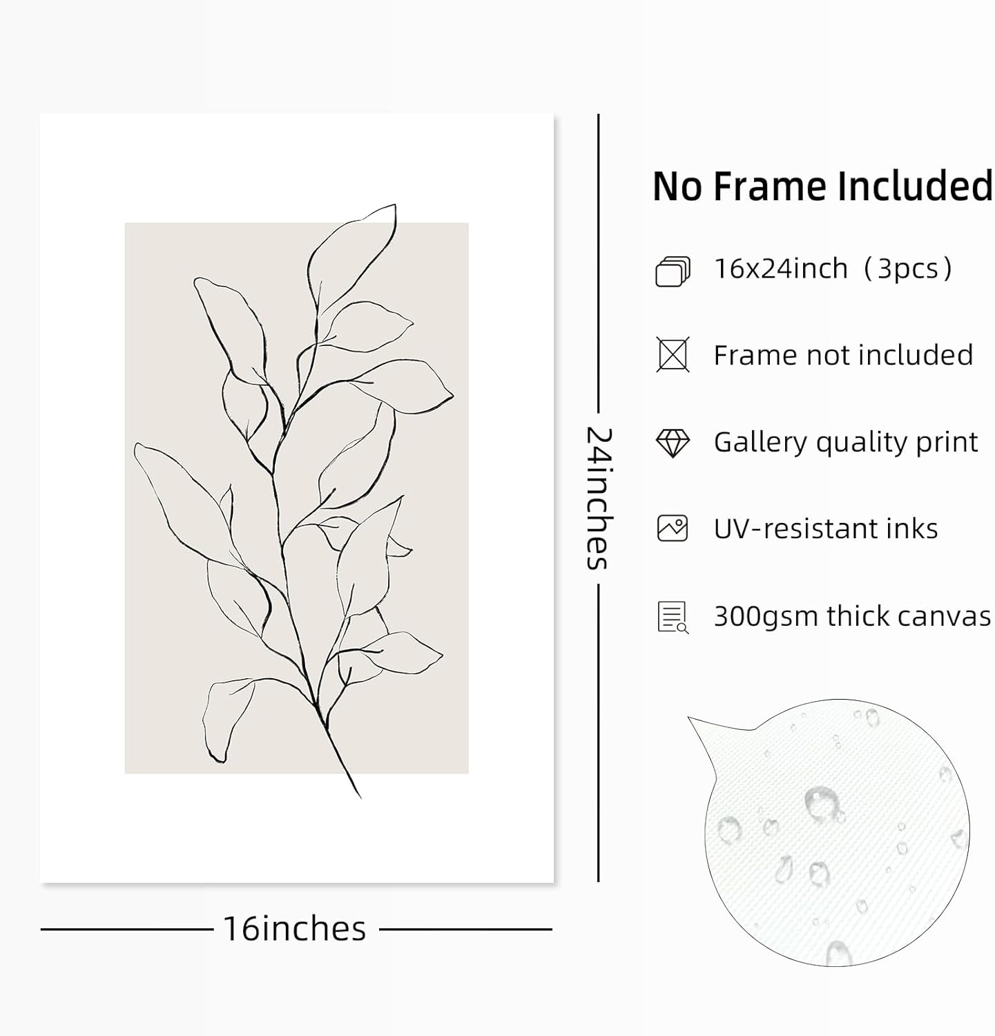 Neutral botanical print wall decoration, minimalist botanical canvas painting, retro beige wall decoration, modern farmhouse line art poster - Image 2