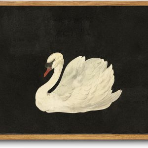 Framed canvas wall art, suitable for living room and bedroom decoration, vintage swan watercolor canvas painting, rustic bathroom decoration wall art.