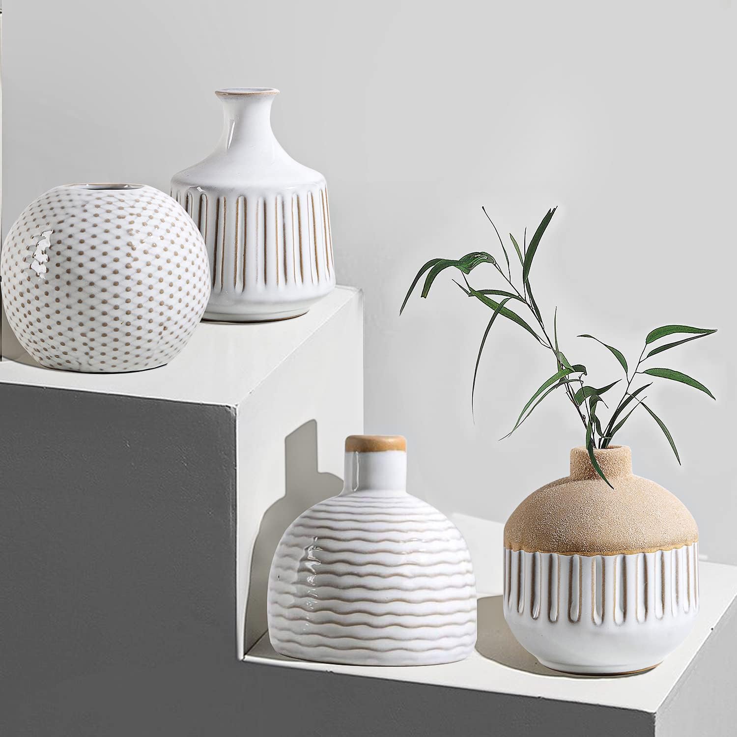 Simple Small Ceramic Vase Set (4 pieces) - Image 2