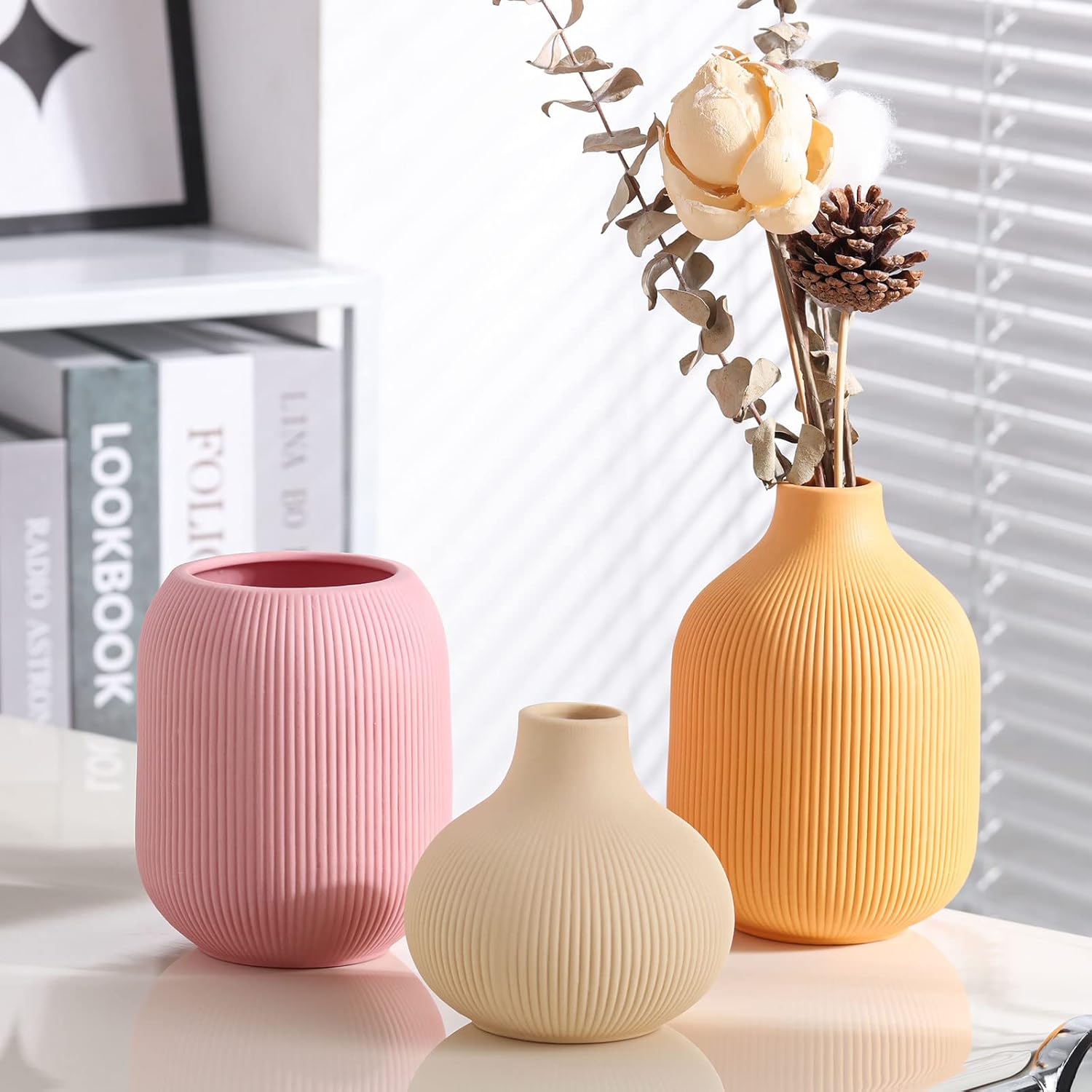Ceramic Vase, Small Bohemian Style Vase Set, Suitable for Home Decor - Image 2
