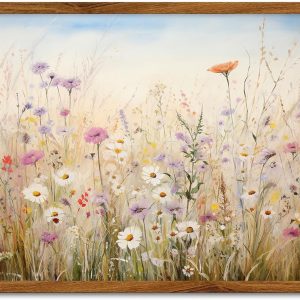 Wildflower canvas wall art, colorful floral painting, wildflower plant wall art, living room watercolor floral poster, frameless