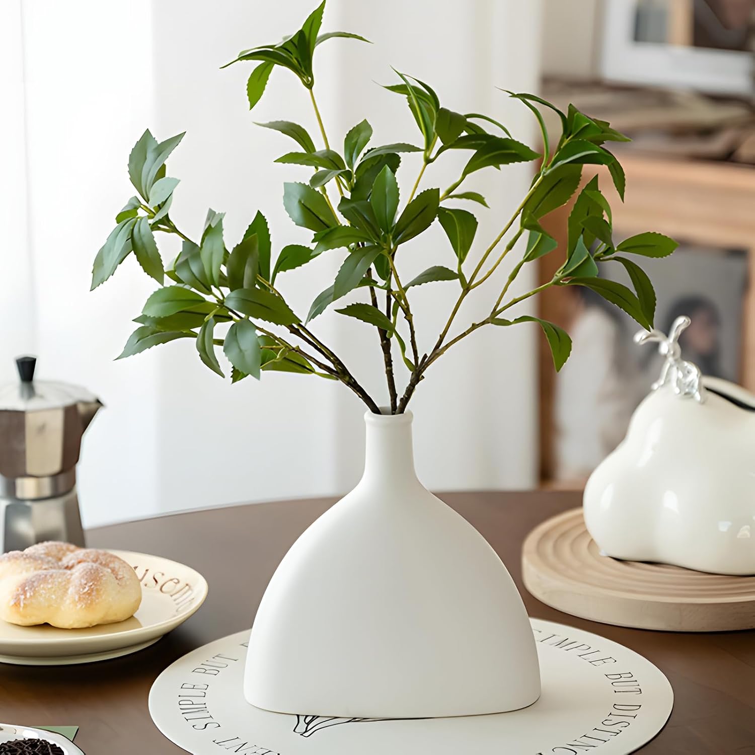 White Ceramic Vase, Home Decor, Bohemian Style Vase, Suitable for Pampas Grass, Simple Modern Home Decor Aesthetics - Image 2