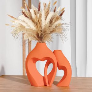 Heart-Shaped Ceramic Vase Set (2 pieces), Nordic Heart-Shaped Vase, Simple Decorative Vase