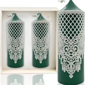 Hand-Popped Soy Scented Candle - Classic Romantic Embossed Lace Column Candle Set