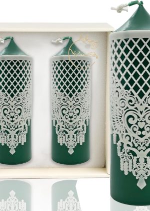 Hand-Popped Soy Scented Candle - Classic Romantic Embossed Lace Column Candle Set