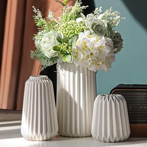 Ceramic Vase Set of Three - White Vase, Suitable for Modern Home Decor, Beautiful Room Decor Vase, Bohemian Style