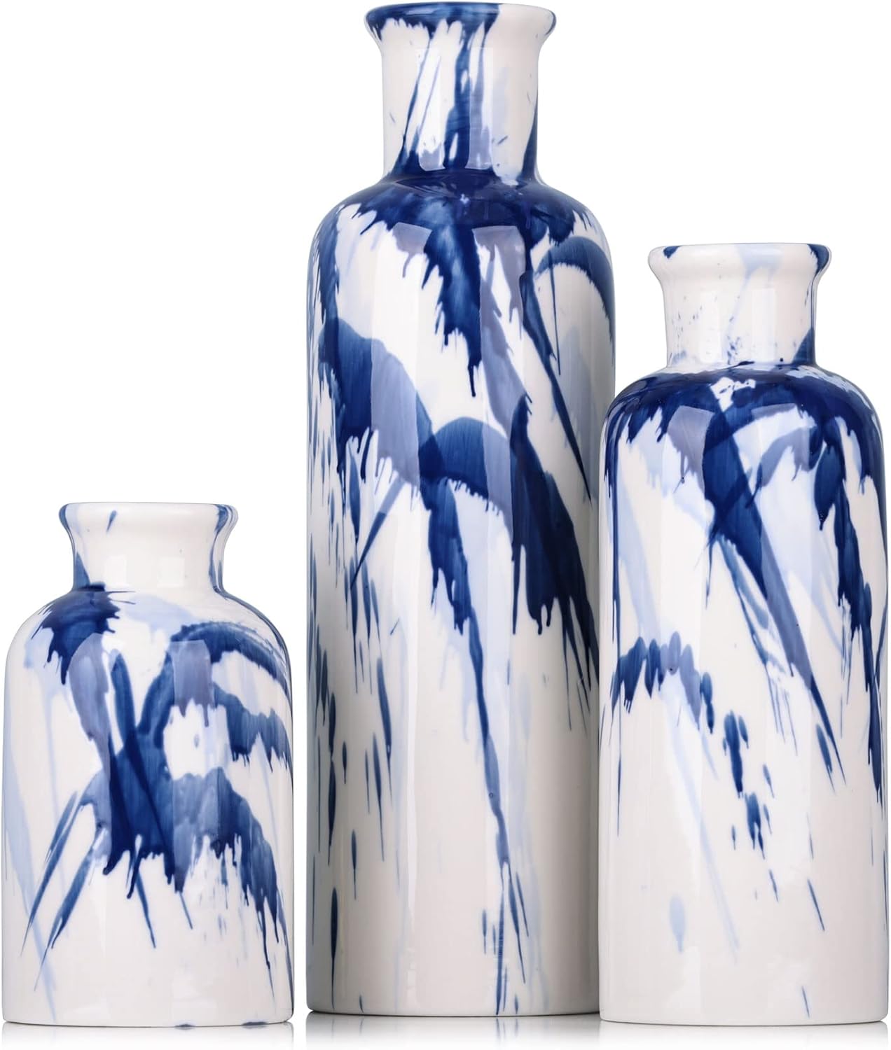 Blue Ceramic Vase Set - Suitable for Table Decoration, Farmhouse Style Home Decor