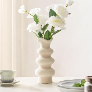 Modern Decorative White Ceramic Vase, Simple Autumn Vase, Suitable for Reeds