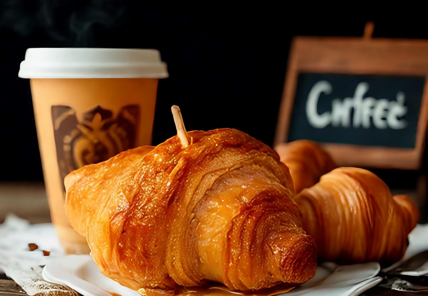 Croissant Shaped Scented Candle - Milk Vanilla Baked Candle, Suitable for Home Decor, Wedding Props and Photography Styling, 80g Handmade Soy Wax - Image 2