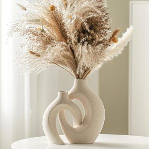 Hollow Ceramic Vase Set (2 pieces), Nordic Modern Bohemian Style Decorative Ceramic Vases, Perfect for Home Decor