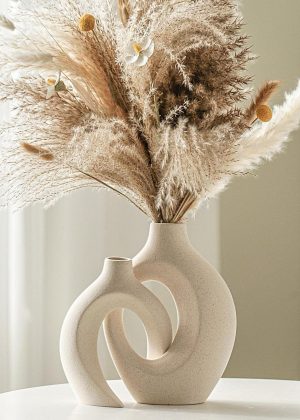 Hollow Ceramic Vase Set (2 pieces), Nordic Modern Bohemian Style Decorative Ceramic Vases, Perfect for Home Decor
