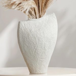 Large Ceramic Vase, Suitable for Living Room Decoration, 11-inch Tall White Ceramic Vase