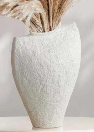 Large Ceramic Vase, Suitable for Living Room Decoration, 11-inch Tall White Ceramic Vase
