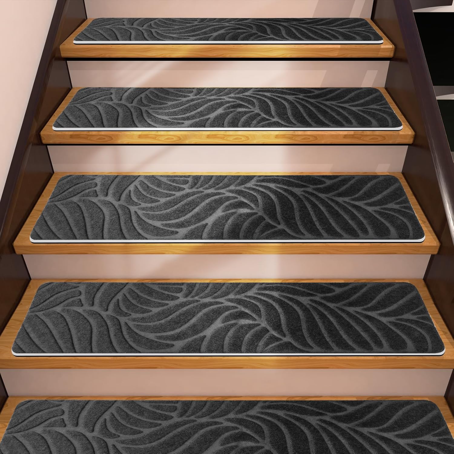 15-pack anti-slip stair mats, 8" x 30" anti-slip carpet mats, suitable for indoor wooden steps
