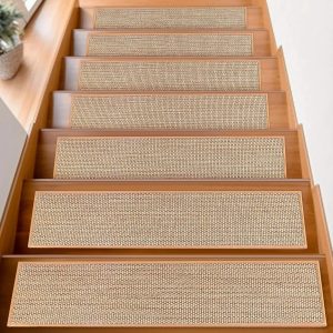 Stair treads for indoor wooden stairs, 8" x 30" (15-pack), non-slip, machine washable, suitable for children, the elderly, and pets, beige