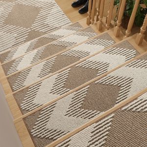 15-pack anti-slip stair mats, 3D self-adhesive stair mats, suitable for indoor wooden steps, washable and reusable, with adhesive backing