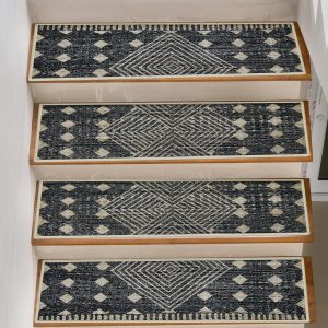 15-pack anti-slip stair mats for wooden steps - safety stair mats, TPR backing, soft surface, 28 x 9" universal indoor and outdoor carpet